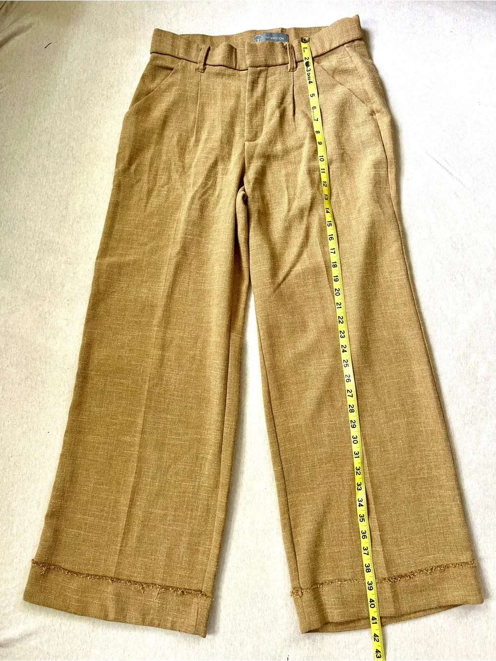 Wit & Wisdom Business Casual Stylish Wide-Leg Frayed Hem Pleated Trousers